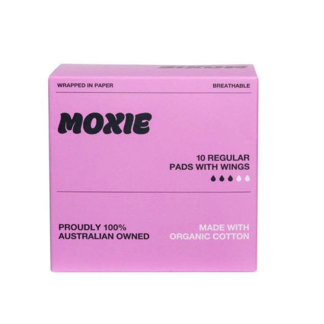Moxie Organic Cotton Regular Pads with Wings 10τεμ (Σερβιέτες με Φτερά για Κανονική Ροή)