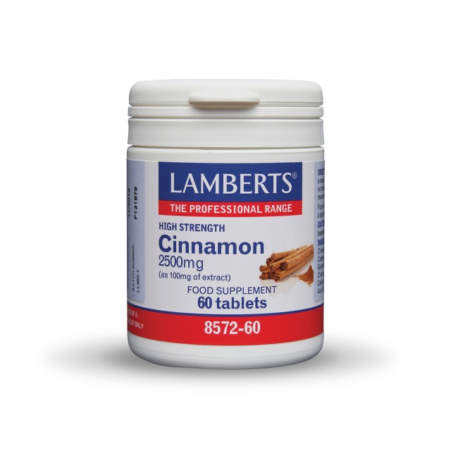 Lamberts Cinnamon 2500mg 60tab (Υψηλής Ισχύος Τιτλοδοτημένο Εκχύλισμα Φλοιού Κανέλλας)