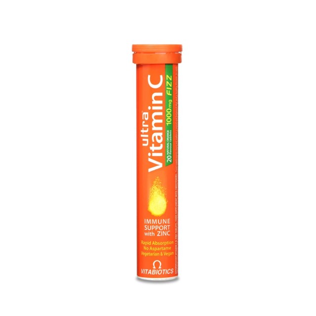 Vitabiotics Ultra Vitamin C 1000mg Fizz 20tabs (Συμπλήρωμα Διατροφής Βιταμίνη C 1000mg & Ψευδάργυρο 20ταμπ)