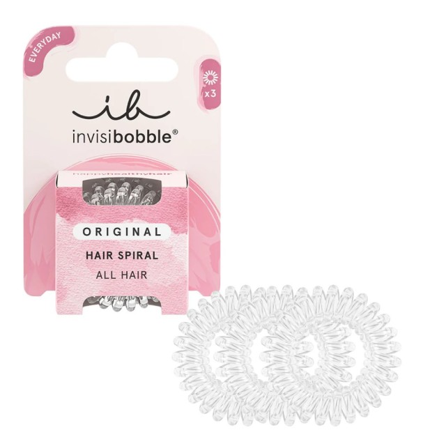 Invisibobble Original Crystal Clear 3τεμ (Λαστιχάκια Μαλλιών Διάφανα)