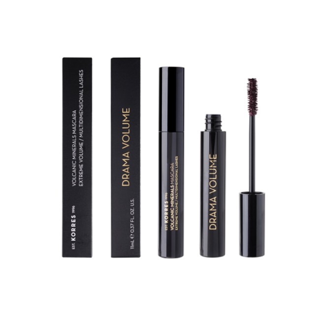 Korres Drama Volume Mascara Volcanic Minerals Plum Brown 11ml (Μάσκαρα για Όγκο -  Καφέ Χρώμα)