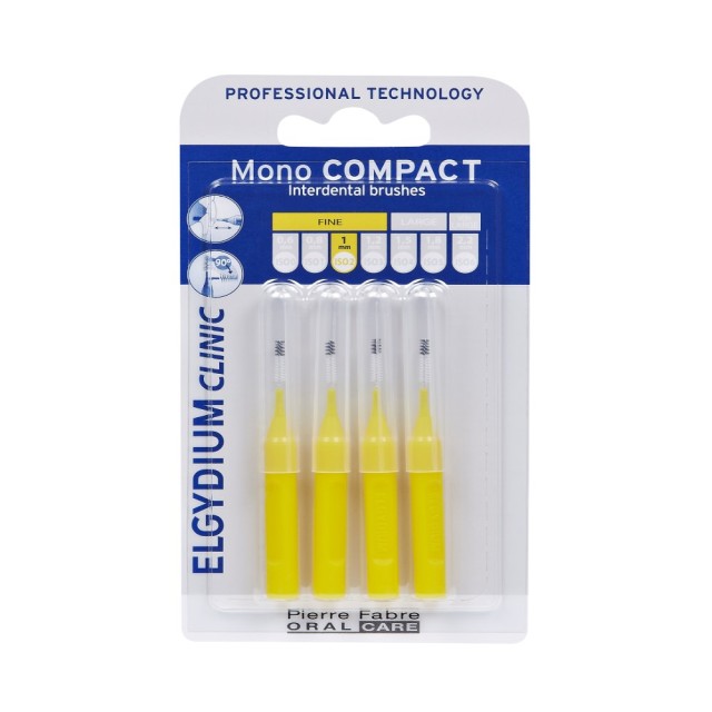 Elgydium Mono Compact Interdental Brushes 1mm 4τεμ (Μεσοδόντια Βουρτσάκια Κίτρινα)