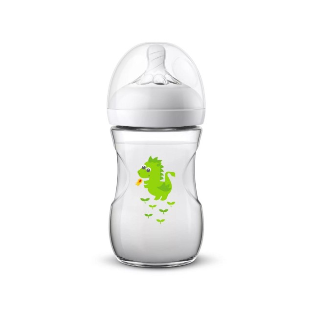 Avent Natural Baby Bottle SCF070/24 1m+ 260ml (Mπιμπερό με Θηλή Αργής Ροής για Μωρά 1m+ με Σχέδιο Δράκο)