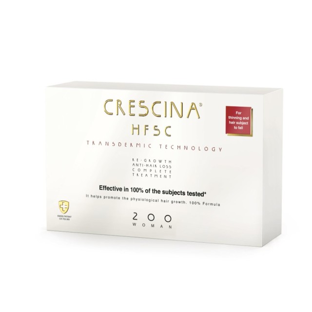 Crescina Transdermic HFSC Complete Woman 200 20x3,5ml (Ολοκληρωμένη Αγωγή για Γυναίκες με Αραίωση Μαλλιών σε Aρχικό Στάδιο & Προχωρημένη Τριχόπτωση)