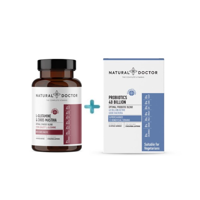 Natural Doctor Healthy Gut SET L-Glutamine & Chios Mastiha 90caps & Probiotics 40 Billion 30caps