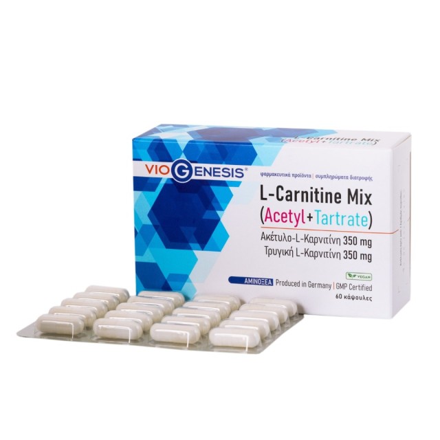 Viogenesis L-Carnitine Mix (Acetyl 350mg + Tartrate 350mg) 60caps (Συμπλήρωμα Διατροφής για Ενέργεια & Βελτίωση των Αθλητικών Αποδόσεων)