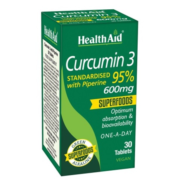 Health Aid Curcumin 3 Standardised  With Peperine 30tabs (Κουρκουμίνη με Πιπερίνη Ισχυρή Αντιοξειδωτική Δράση)