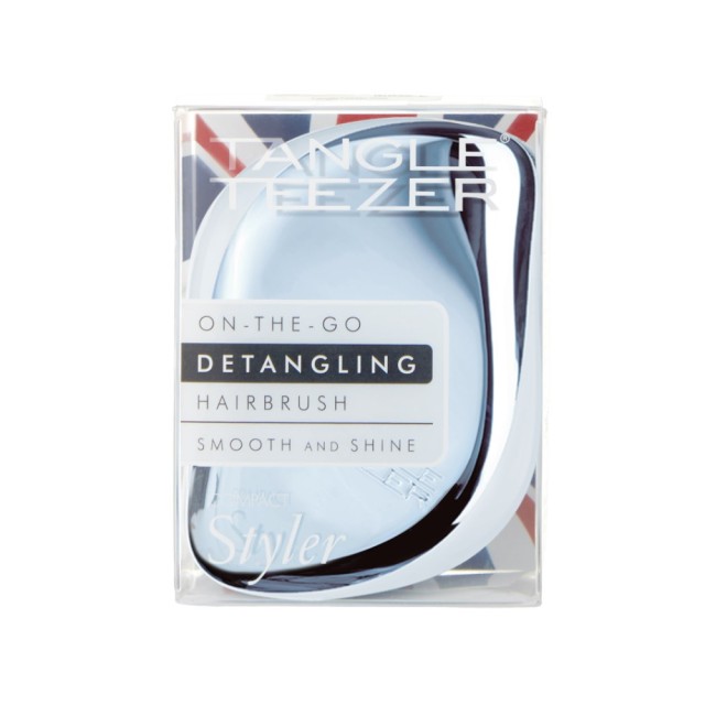 Tangle Teezer Compact Styler On The Go Detangling Hairbrush Baby Blue Chrome (Βούρτσα Μικρού Μεγέθους Μπλε)