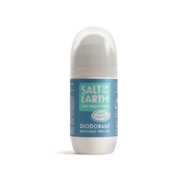 Salt Of The Earth Vegan Deodorant Roll On Ocean & Coconut 75ml (Επαναγεμιζόμενο Αποσμητικό Roll On με Άρωμα Καρύδα & Ωκεανός)