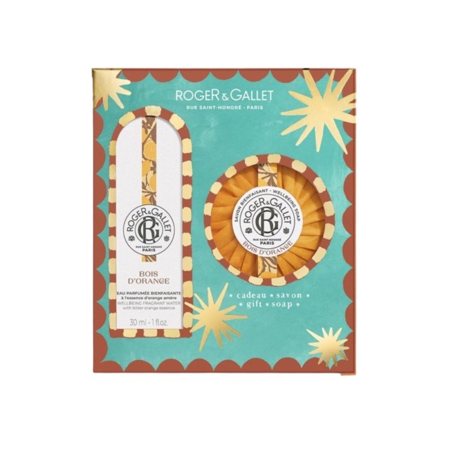 Roger & Gallet SET Bois DOrange Wellbeing Fragrant Water 30ml & ΔΩΡΟ Wellbeing Soap 100gr (ΣΕΤ με Άρωμα & ΔΩΡΟ Αναζωογονητικό Σαπούνι Πικρό Πορτοκάλι - Petit grain - Πατσουλί)