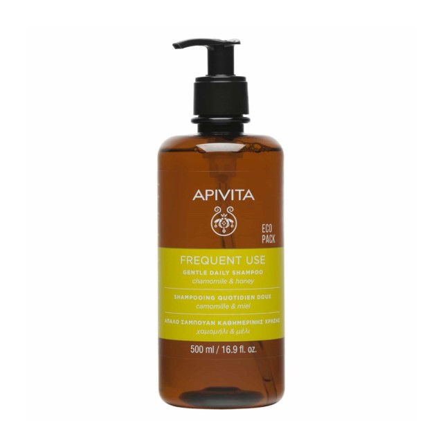 Apivita Frequent Use Gentle Daily Shampoo Eco Pack 500ml (Απαλό Σαμπουάν Καθημερινής Χρήσης με Χαμομήλι & Μέλι) 