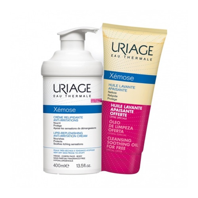 Uriage Eau Thermale Xemose Cream 400ml & Uriage Xemose Cleansing Soothing Oil 200ml (Ολοκληρωμέν