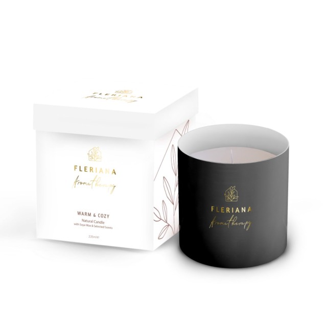 Fleriana Aroma Therapy Warm & Cozy Natural Candle 235ml (Αρωματικό Φυσικό Κερί από Σόγια)
