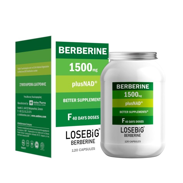 Amhes Pharma Losebig Berberine 1500mg plus ΝAD 120caps (Συμπλήρωμα Διατροφής με Βερβερίνη)
