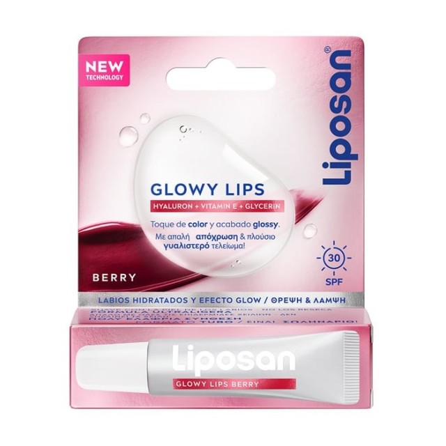 Liposan Glowy Lips Berry SPF30 5,2gr (Ενυδατικό Balm Χειλιών με Απαλή Απόχρωση & Άρωμα Μούρου)