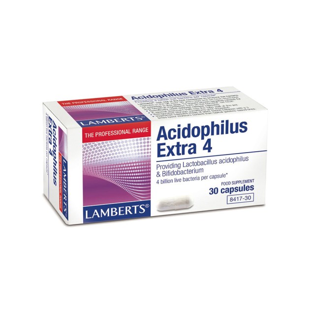 Lamberts Acidophilus Extra 4 30cap (Συμπλήρωμα Προβιοτικών που Περιέχει 4 Δισεκατομμύρια Φιλικά Βακτήρια)