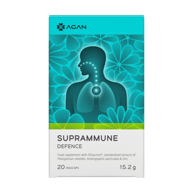 Agan Suprammune Defence 20caps (Συμπλήρωμα Διατροφής για τα Ενοχλητικά Συμπτώματα του Κρυολογήματος 