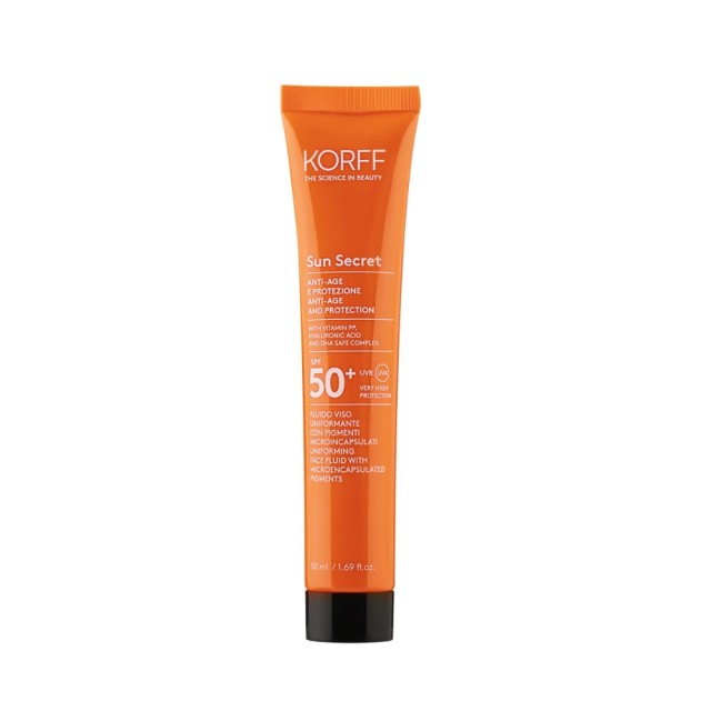 Korff Sun Secret Uniforming Face Fluid with Microencapsulated Pigments SPF50+ 01 Light 50ml (Αντηλιακή Κρέμα Προσώπου Πολύ Υψηλής Προστασίας με Χρώμα για Ατέλειες Ανοιχτή Απόχρωση)