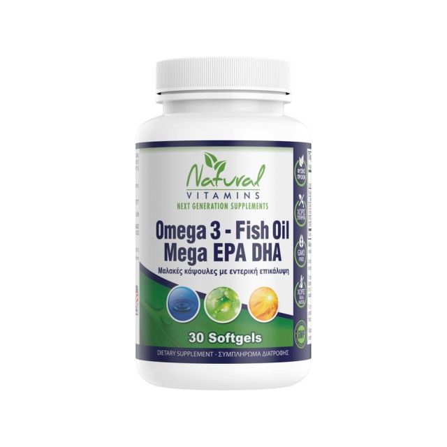 Natural Vitamins Omega 3 Fish Oil 30caps (Συμπλήρωμα Διατροφής με Λιπαρά Οξέα)