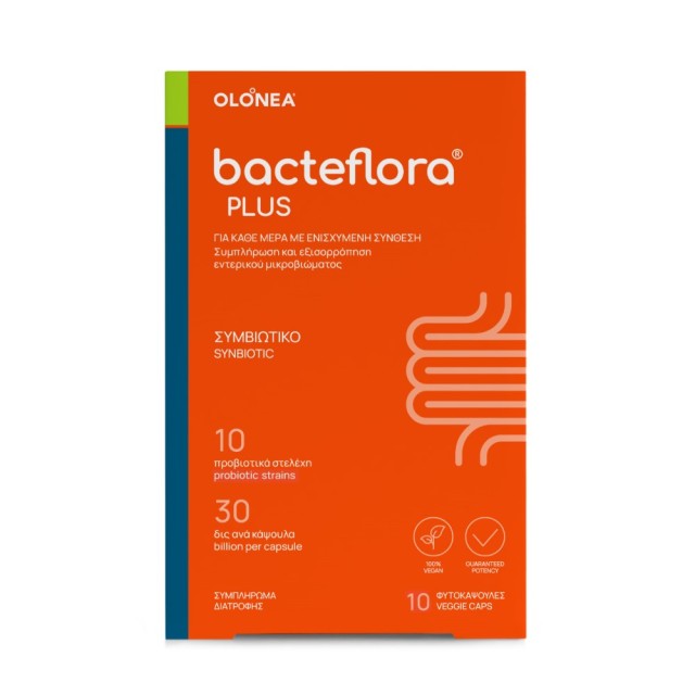 OLONEA Bacteflora Plus 10/30 10caps (Συμβιωτικό Συμπλήρωμα Διατροφής με Προβιοτικά & Πρεβιοτικά με Ενισχυμένη Σύνθεση)