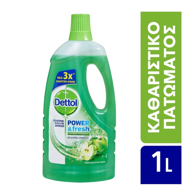 Dettol Power & Fresh Green Apple 1lt (Αντιβακτηριδιακό Καθαριστικό Πατώματος με Άρωμα Πράσινο Μήλο)