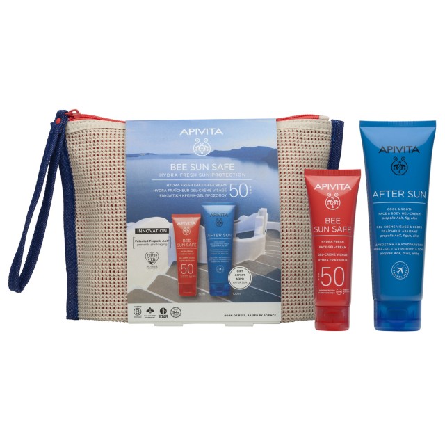 Apivita SET Bee Sun Safe Hydra Fresh Face Gel-Cream SPF50 50ml & ΔΩΡΟ Bee Sun Safe After Sun Cool & Sooth Face & Body Gel Cream 100ml (ΣΕΤ με Αντηλιακή Ενυδατική Κρέμα-Τζελ Προσώπου & ΔΩΡΟ After Sun)