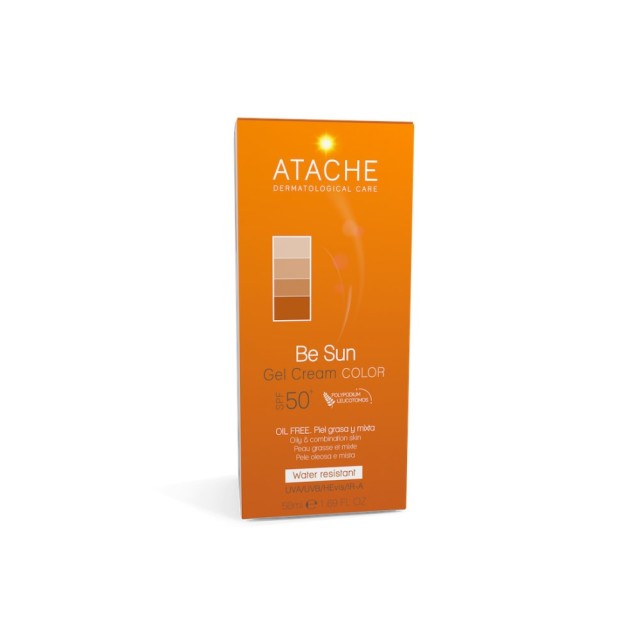 Atache Be Sun Gel Cream Color SPF50+ 50ml (Αντιηλιακή Κρέμα/Τζελ με Χρώμα για Λιπαρές/Μικτές Επιδερμ