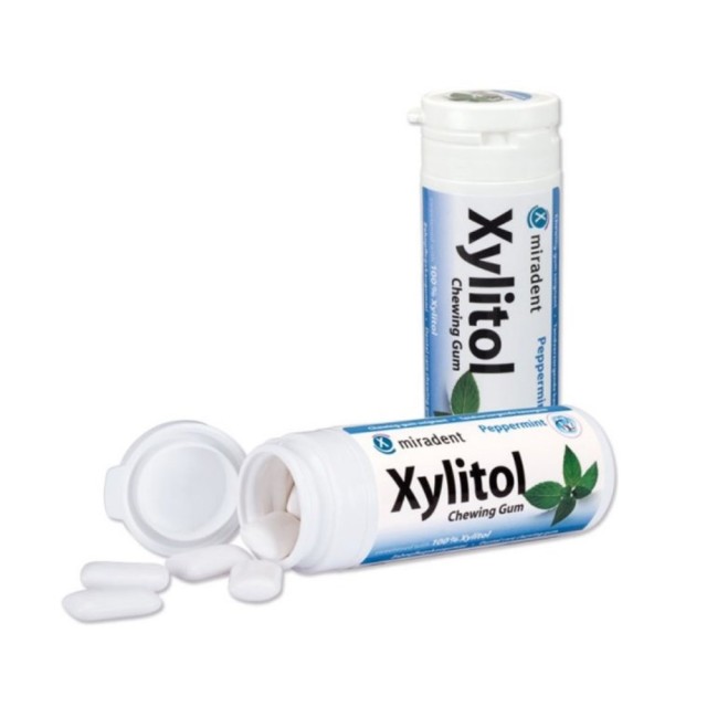 Miradent Xylitol Chewing Gum Peppermint 30τεμ (Οδοντότσιχλα με Ξυλιτόλη Γεύση Δυόσμο)