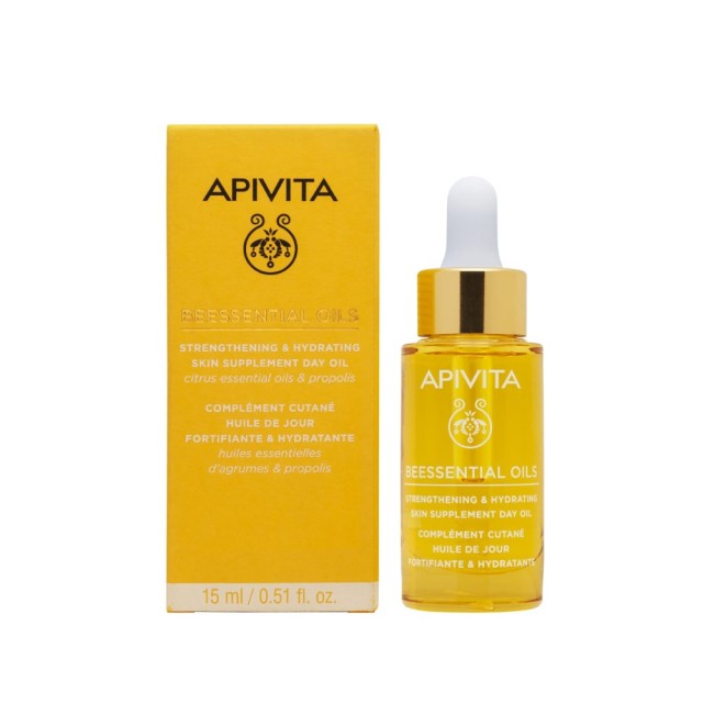 Apivita Beessential Oils Brightening & Hydrating Skin Supplement Day Oil 15ml (Έλαιο Προσώπου Ημέρας Συμπλήρωμα Ενδυνάμωσης & Ενυδάτωσης)
