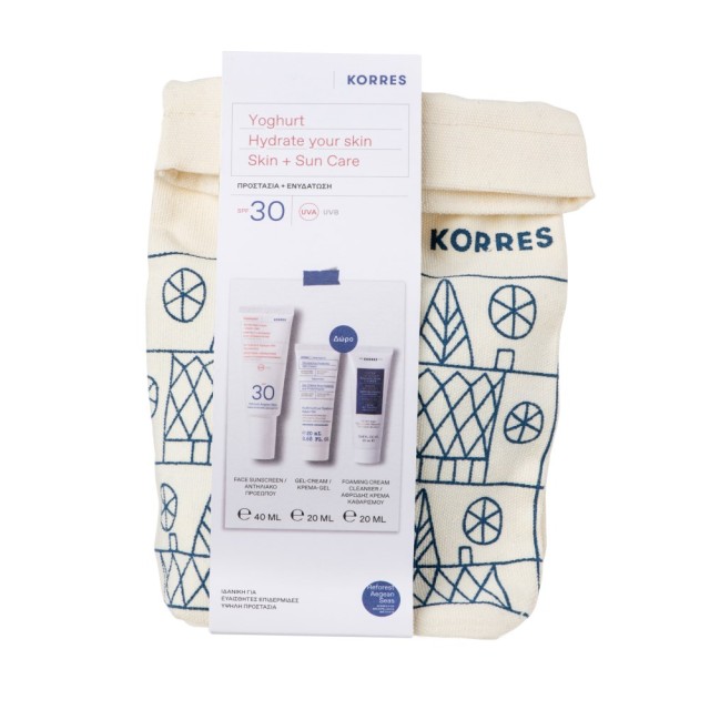 Korres SET Yoghurt Sunscreen Face Cream Gel SPF30 40ml & GIFT Nourishing Probiotic Gel-Cream 20ml & Foaming Cream Cleanser 20ml