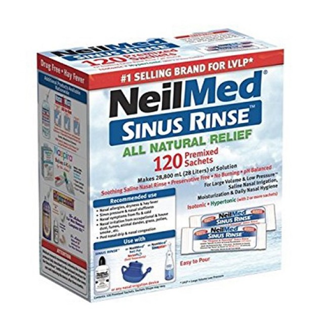 NeilMed SinuRinse Ανταλλακτικά (120 Φακελίσκοι) Συσκευής Ρινικών Πλύσεων Για Ενήλικες