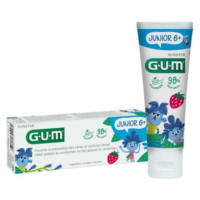 Gum Junior Toothpaste 50ml (Παιδική Οδοντόκρεμα με Γεύση Φράουλα για Παιδιά 6+ Ετών)
