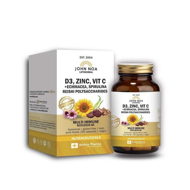 John Noa Liposomal D3, Zinc, Vitamin C, Echinacea, Spirulina & Reishi Polysaccharides 60caps (Συμπλήρωμα Διατροφής για την Ενίσχυση του Ανοσοποιητικού)