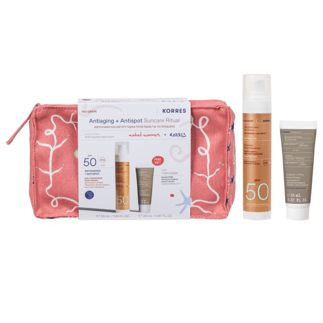 Korres SET Red Grape Sunscreen Face Cream SPF50 50ml & ΔΩΡΟ Black Pine 4D Bounce Firming Moisturizer 20ml (ΣΕΤ με Αντηλιακή Κρέμα Προσώπου Κατά των Πανάδων & ΔΩΡΟ Κρέμα Ημέρας για Σύσφιξη & Ανόρθωση του Περιγράμματος)