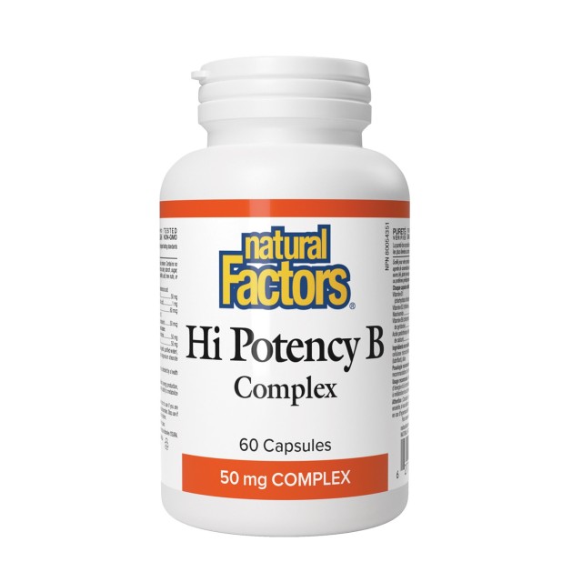 Natural Factors Hi Potency B Complex 50mg 60caps (Συμπλήρωμα Διατροφής με Σύμπλεγμα Βιταμινών Β)