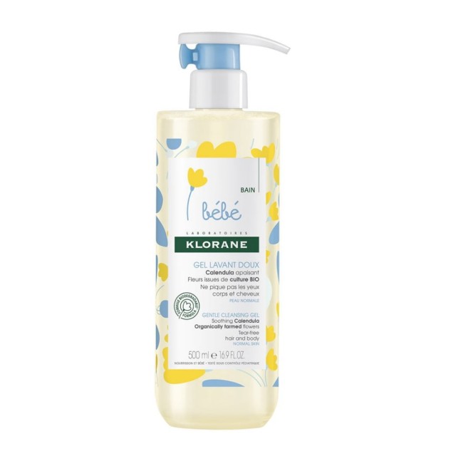 Klorane Bebe Gentle Cleansing Gel Calendula 500ml (Βρεφικό Απαλό Τζελ Καθαρισμού με Καλέντουλα)