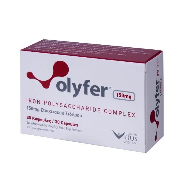Virtus Pharma Olyfer 150mg 30caps (Σύμπλεγμα Σιδήρου Πολυσακχαρίτη)