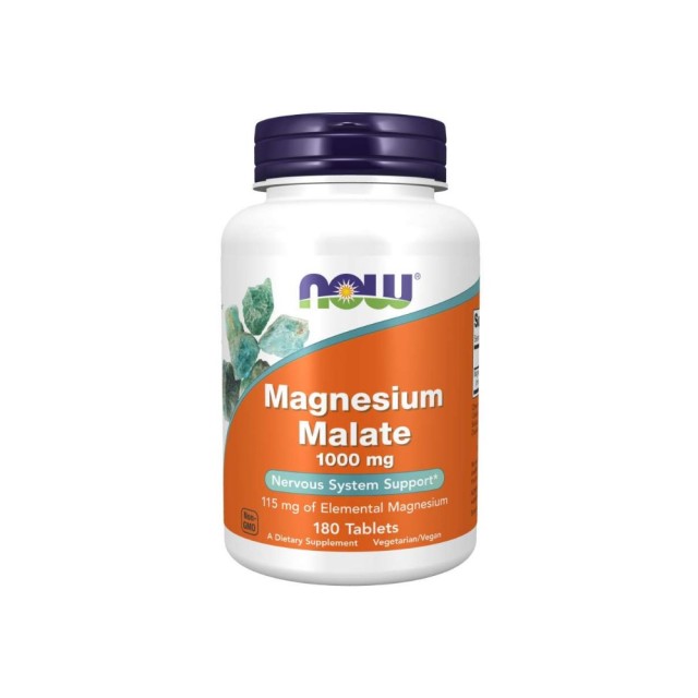 Now Foods Magnesium Malate 1000mg 180tabs (Συμπλήρωμα Διατροφής Μαγνήσιο)