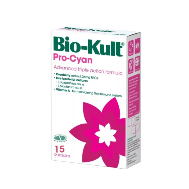 Bio-Kult Pro Cyan 15caps (Προηγμένη Φόρμουλα Προβιοτικών Τριπλής Δράσης για την Υγεία του Ουροποιητικού Συστήματος)
