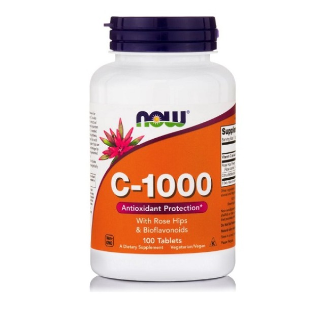 Now Foods Vitamin C 1000mg With Rose Hips 100tabs (With Rose Hips & Bioflavonoids)