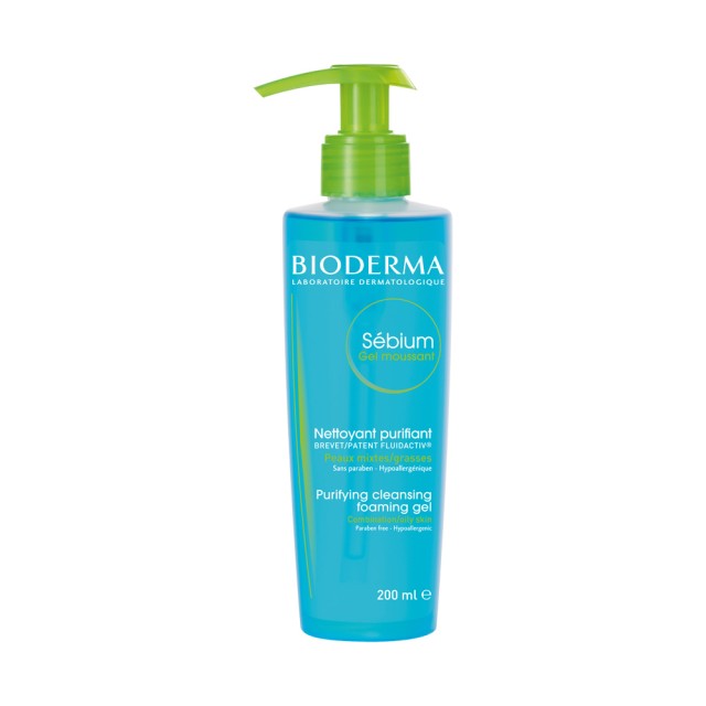 Bioderma Sebium Purifying Cleansing Foaming Gel 200ml (Απαλό Τζελ Καθαρισμού για Λιπαρή Επιδερμίδα) 