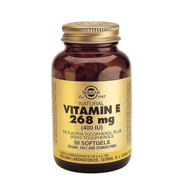 Solgar Vitamin E 400 Iu Softgels 50 caps (Ισχυρή Αντιοξειδωτική Δράση)