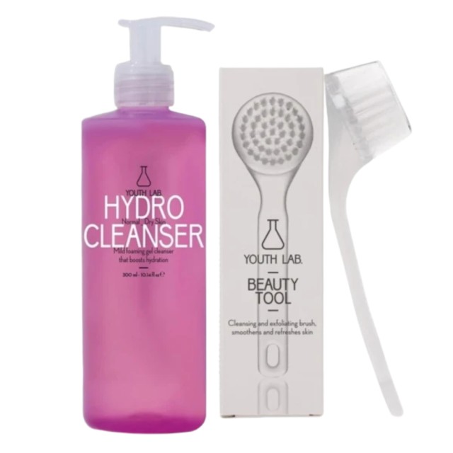 YOUTH LAB SET Hydro Cleanser Normal/Dry Skin 300ml & ΔΩΡΟ Beauty Tool (Τζελ Καθαρισμού για Κανονική/Ξηρή Επιδερμίδα & ΔΩΡΟ Βουρτσάκι Καθαρισμού)