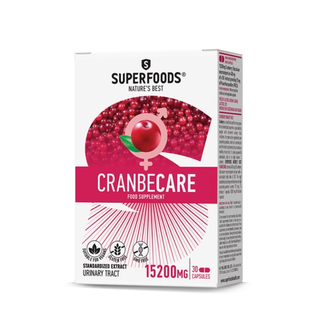 Superfoods Cranbecare 30caps (Συμπλήρωμα Διατροφής με Κράνμπερι για τη Υγεία του Ουροποιητικού)
