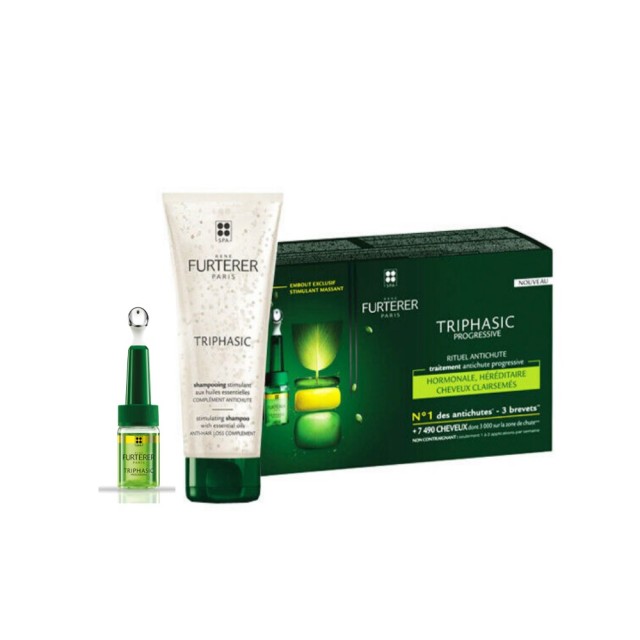 Rene Furterer Triphasic Progressive Anti-Hair Loss Ritual 8x5,5ml & Triphasic Stimulating Shampoo 100ml (Ορός Θεραπείας & Διεγερτικό Σαμπουάν Κατά της Τριχόπτωσης)