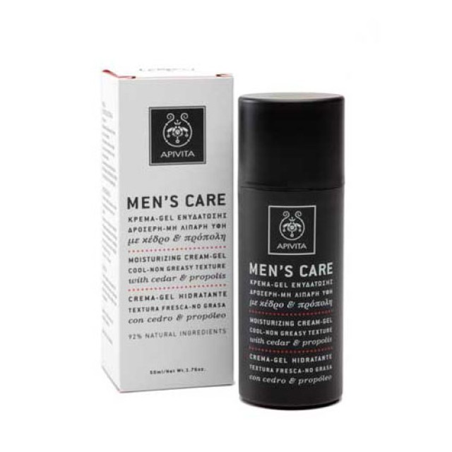 Apivita Mens Care Gel Moisturizing Cream Gel 50ml (Τζελ Ενυδάτωσης με Μη Λιπαρή Υφή με Κέδρο & Πρόπολη)