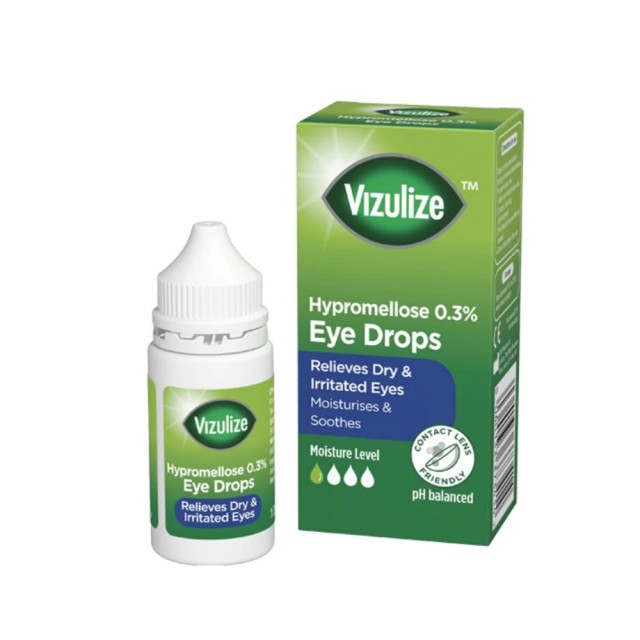 Vizulize Hypromellose 0.3% Eye Drops for Dry Eyes 10ml (Σταγόνες Ματιών για Ενυδάτωση)