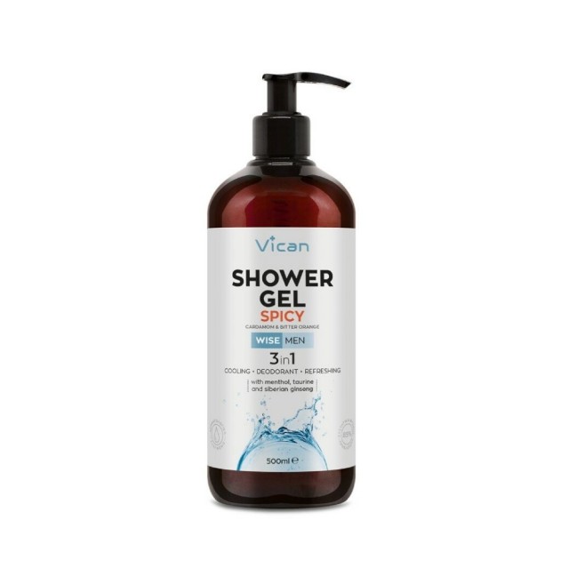 Vican Wise Men Spicy Shower Gel 500ml (Ανδρικό Αφρόλουτρο με Άρωμα Κάρδαμο & Bitter Orange)