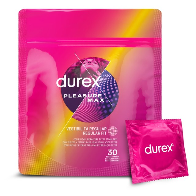 Durex Pleasure Max 30τεμ (Προφυλακτικά με Κουκίδες και Ραβδώσεις)