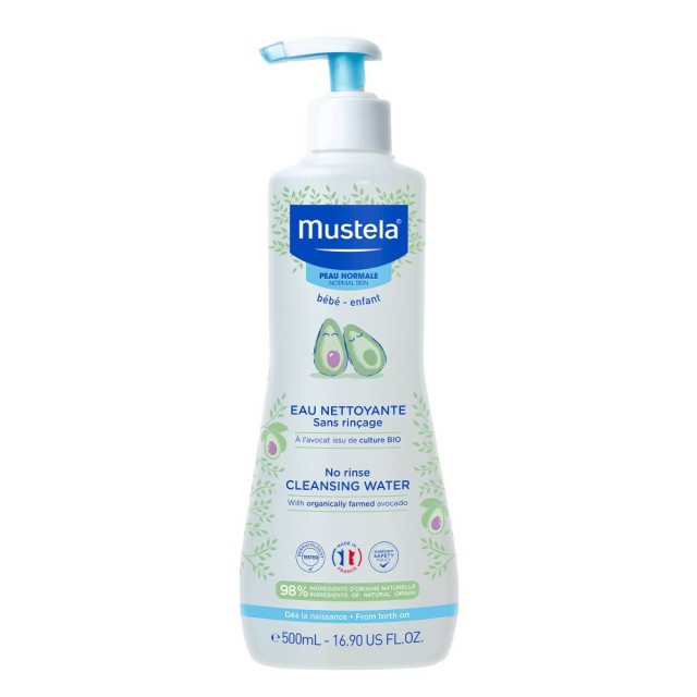 Mustela No Rinse Cleansing Water 500ml (Μικκυλιακό Νερό Καθαρισμού Χωρίς Ξέβγαλμα για Μωρά)